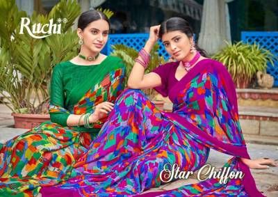 RUCHI STAR CHIFFON 84th EDITION 18101A TO 18103D PRINTED SAREE WHOLESALER